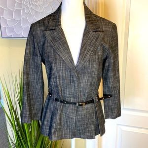 Larry Levine Fitted Stretch Blazer with Belt